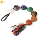 CSJA Heart Shape Natural Stone Car Hanging Chakra Chip Bead Healing Crystal Handmade Weave Lucky Ornament Window Wall Decor G541