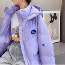 Oversized Fashion Parkas Purple Hooded Jacket Women's Winter 2022 Loose Cotton padded Student Coat Thicken Warm Outerwear Female