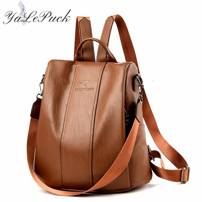 Mochila de cuero antirrobo para mujer, bolso de hombro vintage, mochila de viaje de alta capacidad para mujer, mochilas escolares para niñas, mochila femenina