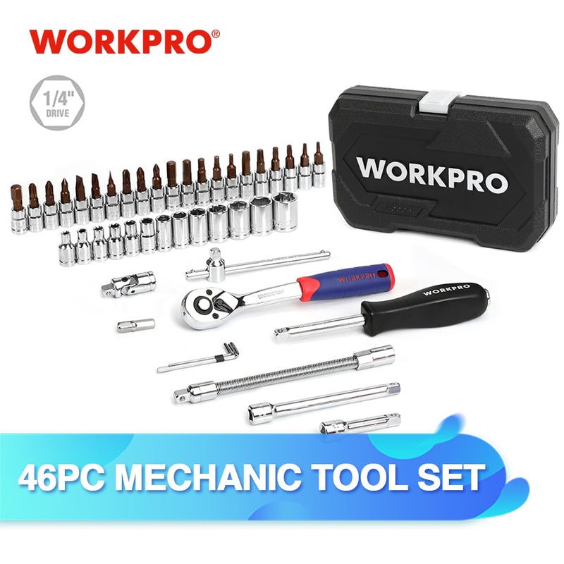 WORKPRO 35PC Tool Set Home Instruments Set of Tools for Car Repair Tools 1/4&quot; Dr. Socket Set Ratchet Wrench