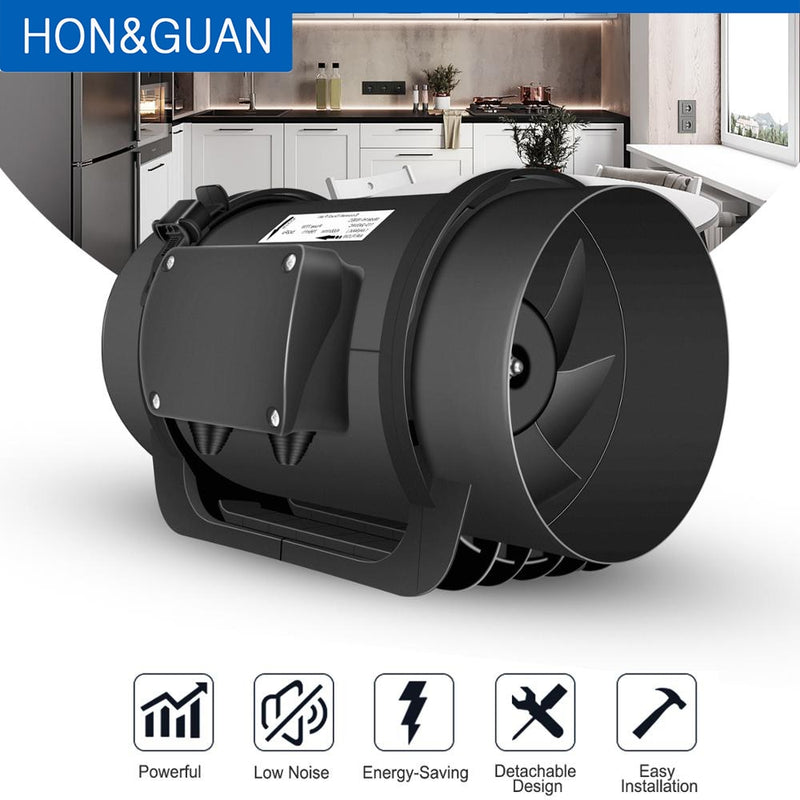 Hon&amp;Guan 8 Inch Inline Duct Fan 0-10V PWM Variable Speed Controller Air Extractor for Bathroom Exhaust Ventilator EC Motor