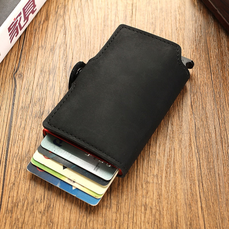 DIENQI Rfid ID Credit Card Holder Anti Bank Card Pocket Protection Metal Pop Up Wallet Smart Business Creditcard Holder Case New