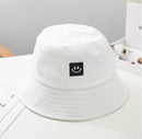 2020 nuevos sombreros de cubo para niños con etiqueta de cara sonriente, gorras de estilo simple a juego, sombrero de Bob para niños, sombrero de sol a la moda de verano