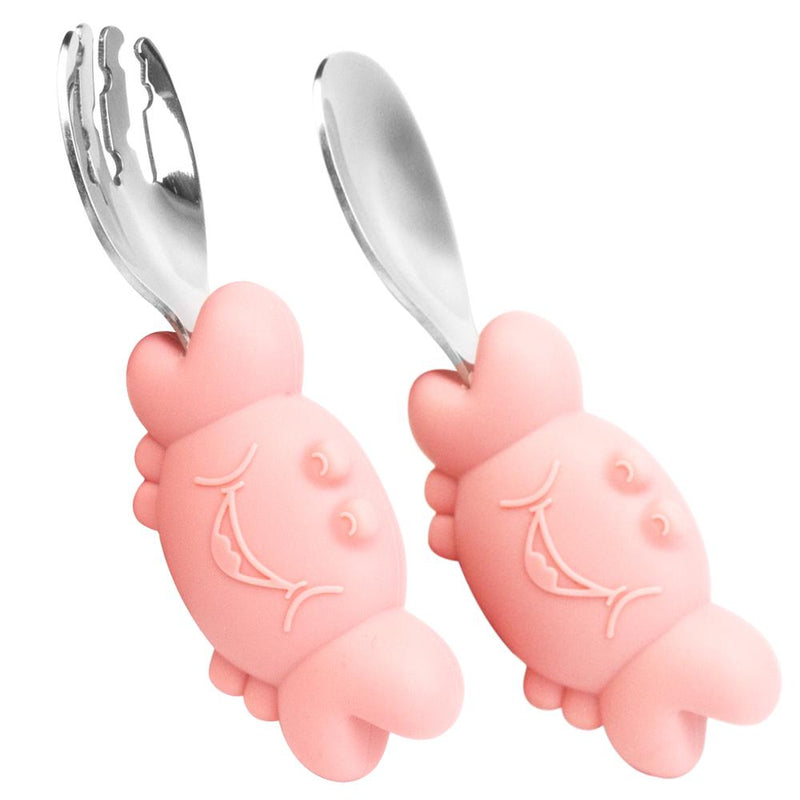 Baby Dispensing Cutlery Food Grade Silicone Baby Cutlery Set Plate Spoon Fork Anti-Slip Toddler Self-Eating Cutlery Baby Bowl