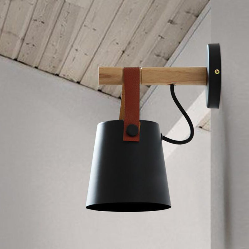 Modern 5W LED Wall Lamps Bedside Designer Living Room Nordic Belt Wood Wall Lights E27 110-240V
