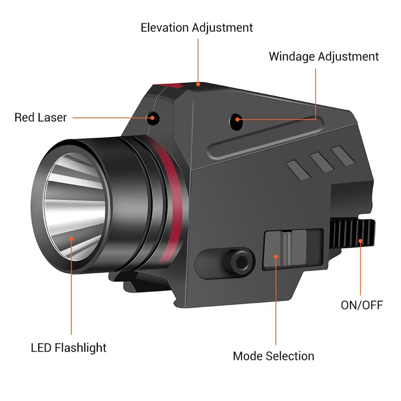 Tactical LED Gun Light Taschenlampe Roter Laservisier für 20 mm Schiene Pistole Gun Light Airsoft Light Jagd Schießzubehör