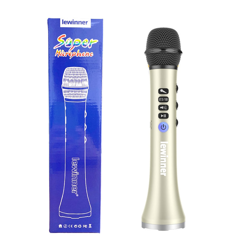 Lewinner Professionelles Karaoke-Mikrofon, kabelloser Lautsprecher, tragbares Bluetooth-Mikrofon für Telefon, iPhone, dynamisches Handmikrofon