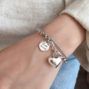 XIYANIKESilver Color Love Letter Heart Double Layer Bracelet Female Unique Design Thai Silver Retro Light Luxury Jewelry