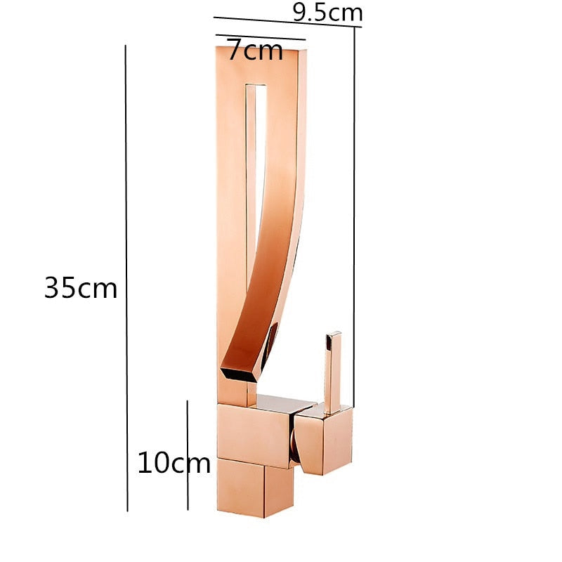 Basin Faucets Rose Gold Brass Faucet Square Bathroom Sink Faucet Single Handle Deck Mounted Toilet Hot And Cold Mixer Water Tap