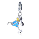 BISAER 925 Sterling Silver High Heels Shoes&Lipstick Charms Beads Wine Glass Pendant Fit Elegant Women DIY Bracelet Fine Jewelry