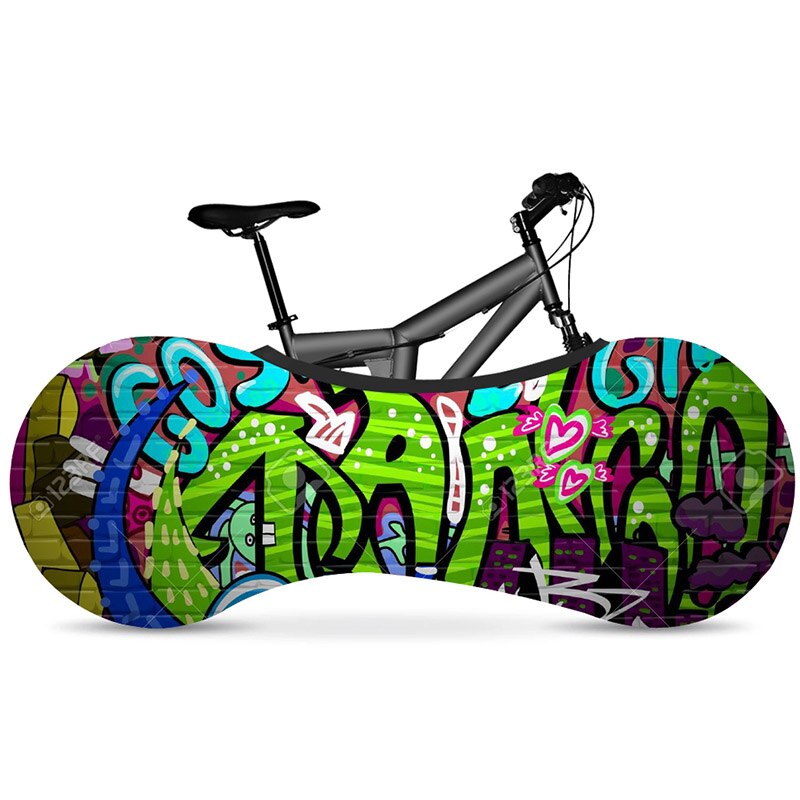 HSSEE Graffiti-Serie elastisches Fahrrad Indoor Staubschutz elastischer Stoff Fahrradreifenabdeckung 700c 26 "-28" Rennradzubehör