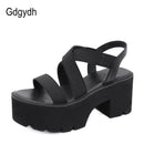 Gdgydh, verano 2022, sandalias de gladiador para mujer, plataforma gruesa, tacones altos, zapatos cómodos para mujer, banda elástica, zapatos negros, triangulación de envíos