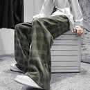 Autumn Corduroy Pants Men Fashion Retro Casual Plaid Pants Men Streetwear Hip Hop Loose Straight Trousers Male Large Size S-5XL