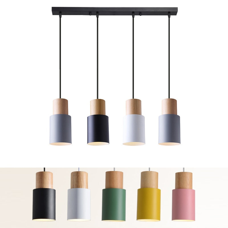 Wood LED Pendant Light Indoor Hang Lamp Dining Living Room Kitchen Island Bar Cafe Droplight Bedroom Deco Nordic Pendant Lights