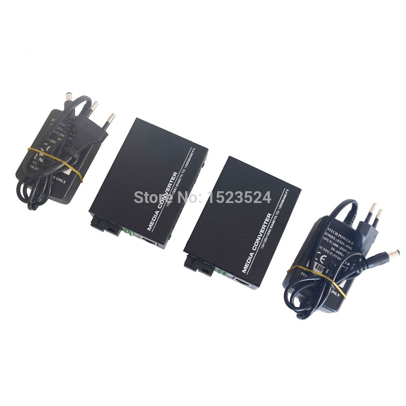 1 Pair HTB-GS-03 A/B Gigabit Fiber Optical Media Converter 1000Mbps Single Mode Single Fiber SC Port 20KM External Power Supply
