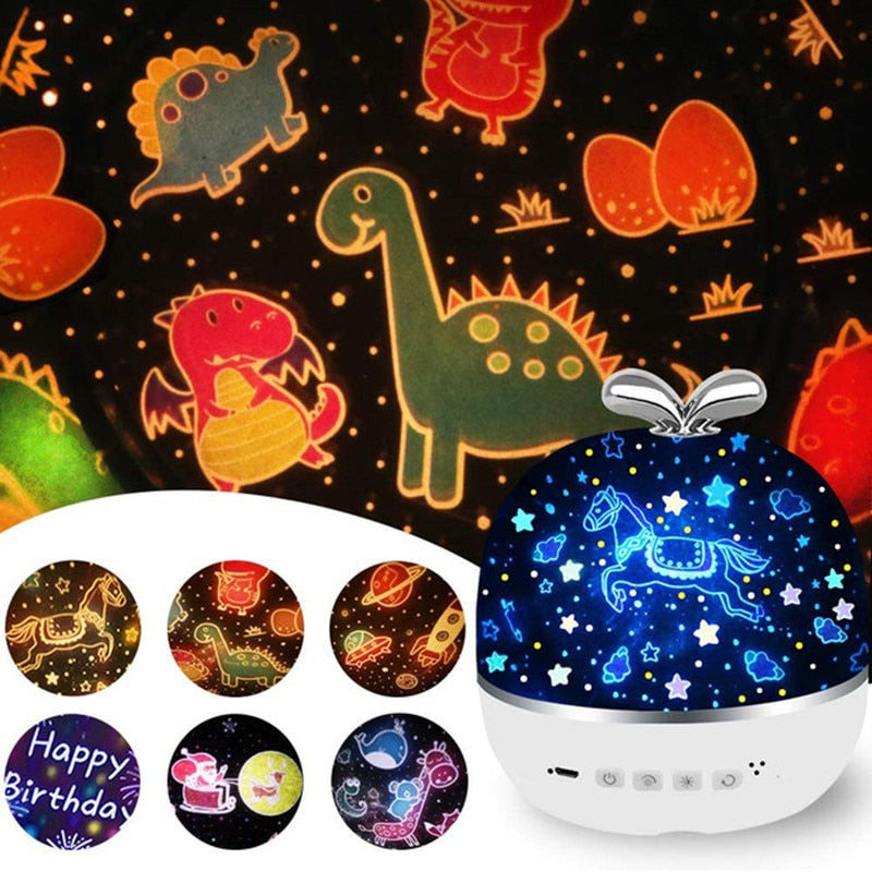 Lámpara de proyector colorida y luz nocturna 2 en 1 universo cielo estrellado rotar lámpara LED estrella intermitente niños bebé regalo alimentación USB
