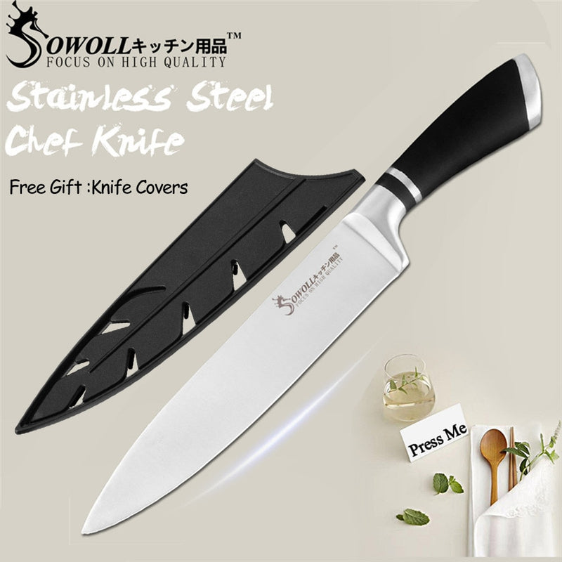 Cuchillos de cocina SOWOLL, cuchillos de acero inoxidable, herramienta para pelar Santoku, rebanador de pan, Chef, cuchillo para picar, accesorios de cocina, herramientas