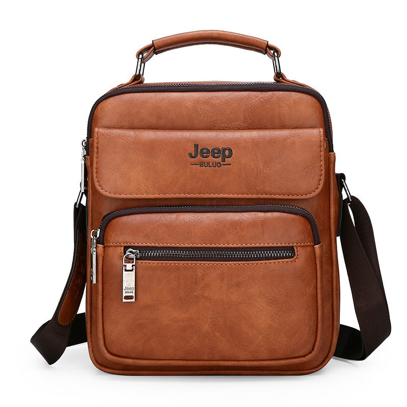 JEEP BULUO Herren Handtaschen Berühmte Marke Big Size Man Leder Umhängetasche Umhängetasche Für 9,7 Zoll iPad Casual Business