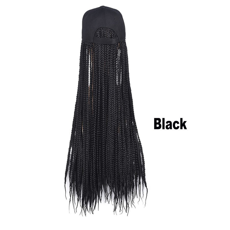 Box Braids Baseball Cap Wig 24inch Long Synthetic Braid Wigs Hat with Braiding Hair Extensions For Black Women Adjustable Size