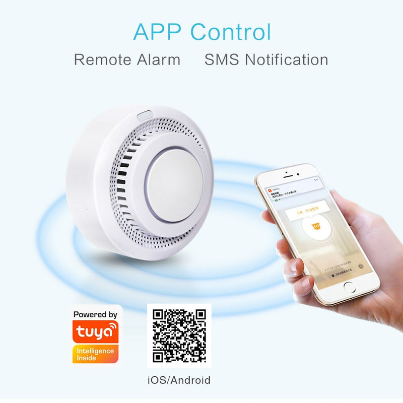 AVATTO Smart WiFi Detector de humo, alarma de incendio Detector de temperatura Sensor Sistema de seguridad para el hogar funciona con la aplicación Tuya Smart Life
