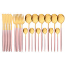 24Pcs Gold Matte Dinnerware Cutlery Set Stainless Steel Flatware Set Dinner Kniffe Fork Spoon Silverware Set Kitchen Tableware