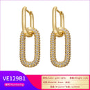 ZHUKOU one pair Hoop Earrings Women CZ Jewelry Gold /Silver Color Rectangle Earring Hoops for party birthday gifts model:VE129
