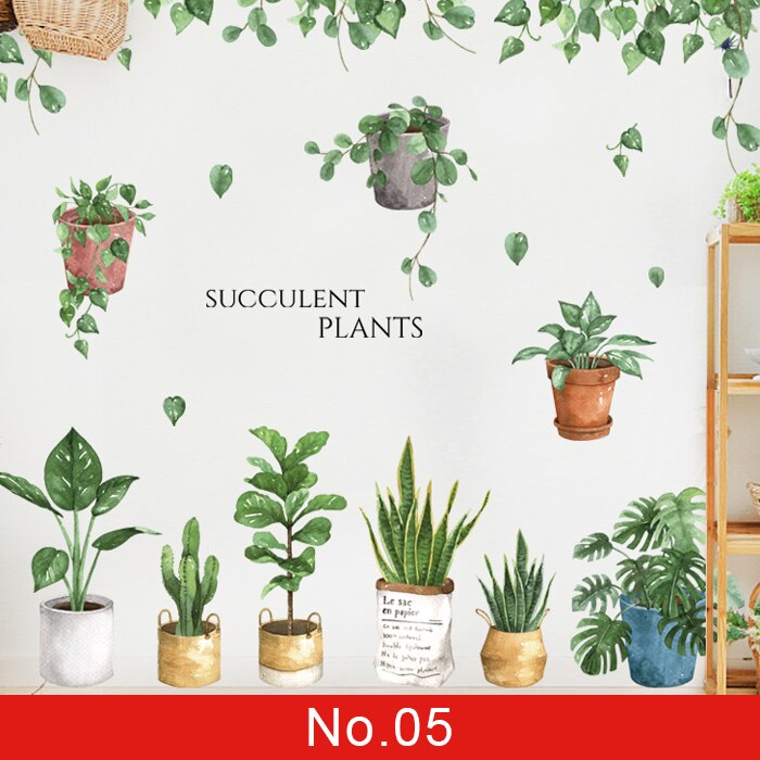 24 styles Plants Series Wall Stickers for Living room Bedroom Green Leaves Removable Wall Decals Vinyl DIY Eco-friendly Murals