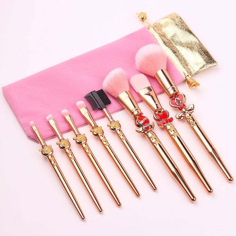 New 8pcs Pro Makeup Brushes Sets &amp; Kits Moon Anime Soft Hair Blusher Concealer Eye Shadow FOUNDATION Lip Brush Cosmetics Tool