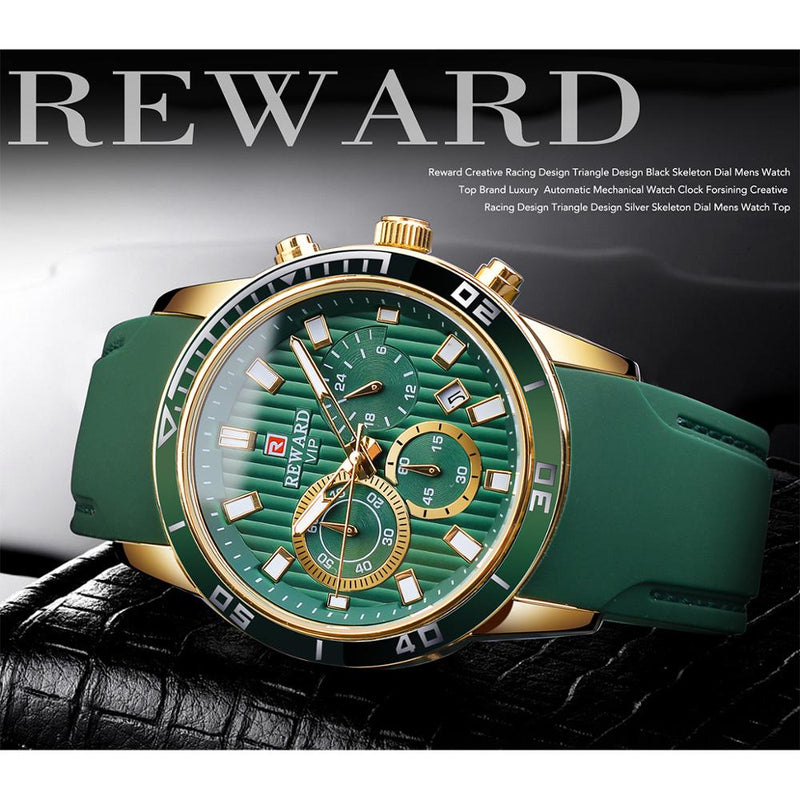 REWARD 2020 Fashion Green Dial Calendar Display Men Top Brand Luxury Design Military Quartz Sport Wrist Watch Male Clock Relogio