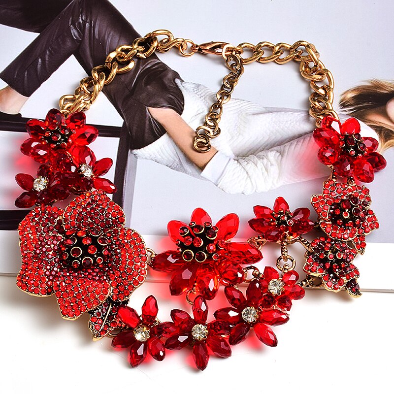 Statement Premium Necklace Accessories High-quality Handmade Fashion Colorful Crystals Rhinestones Necklaces Jewelry For Women