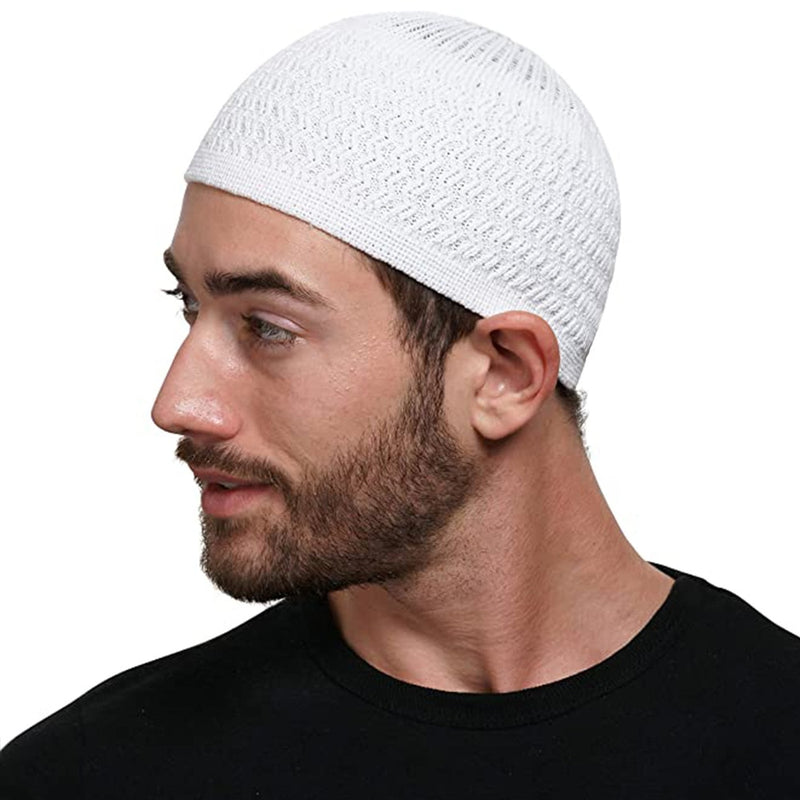 2021 New Muslim Men Prayer Hat Winter Warm Knitted Beanie Cap Islam Jewish India Caps Musulman Arab Men&