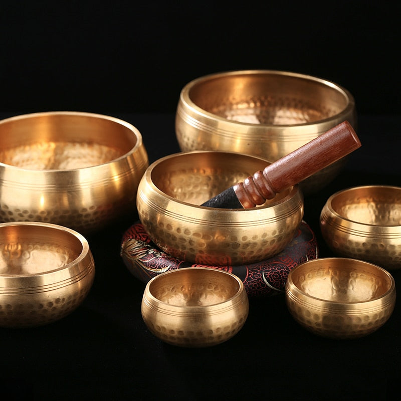 Nepal handmade Tibet Buddha sound bowl Yoga Meditation Chanting Bowl Brass Chime Handicraft music therapy Tibetan Singing Bowl