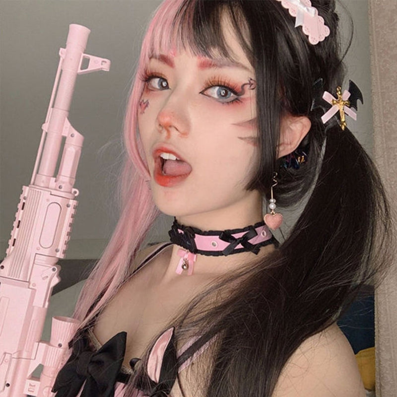 SHANGKE Synthetische Rot Schwarz Blond Weiß Lolita Perücken Für Frauen Lange Gerade Perücke Mit Pony Genshin Impact Cosplay Perücke