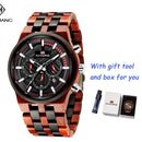 Mix Sandal Wood Men Sport Relojes Reloj de pulsera de madera Reloj de bambú de madera para hombres Correa de madera Cuarzo Husband Cronógrafo Relogio