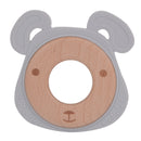 1PC Silicone Teether Baby Rudder Shape Wooden Teether Ring Kid Gift Food Grade Silicone Children&