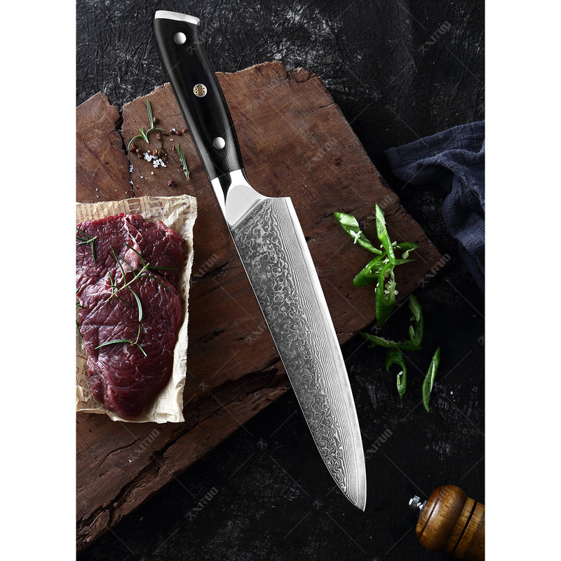 XITUO Damasco Chef cuchillo 1-8 piezas profesional Japón Sankotu Cleaver hueso cuchillos utilidad Kiritsuke pelado cuchillo de cocina