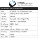 Acelerómetro Bluetooth de alta precisión BWT61CL + giroscopio + ángulo (XYZ, 100HZ), inclinómetro MPU6050 AHRS de 6 ejes, compatible con PC/Android