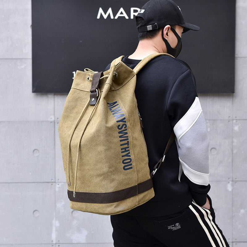 Large Travel Green Backpack Mountaineering Backpack Men Canvas Bucket Shoulder Bags Male Canvas Backpacks Mochila 2022 XA55ZC