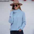 Mozuleva 2022 Autumn Winter Pullover Basic Warm Sweater for Women Soft Kniited Solid Korean Turtleneck Fashion Sweater Tops