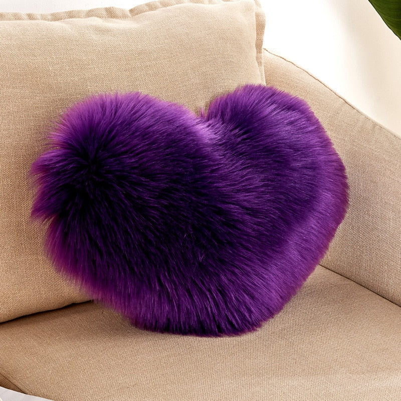 Sofa Pillow Cover+Inner Shaggy Pillow Love Heart Cushion Cover Faux Fur Sheepskin Pillow Case Living Room Decorative Pillowcases