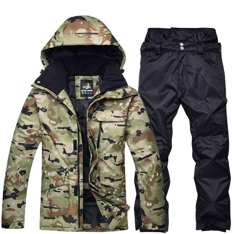 Neue Herren Tarnung Skianzug Wasserdichte Atmungsaktive Snowboardjacke Winter Schneehose Anzüge Herren Skifahren und Snowboarden Sets