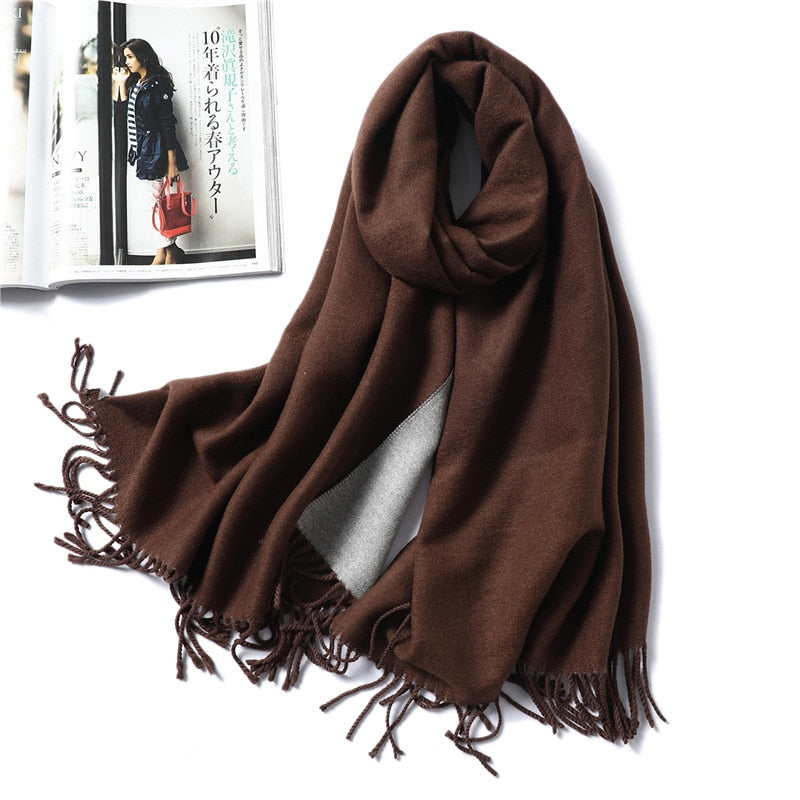 Winter-Kaschmir-Schal-Frauen-dicke warme Tücher wickelt Dame feste Schal-Art- und Weisequasten-Pashmina-Decke-Qualitäts-Foulard 2022 neu ein