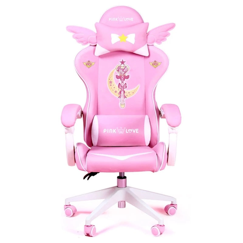 Pink Magic Gaming Chair Girl Game Silla giratoria competitiva Home Liftable Computer Chair Moda Cómoda Anchor Live Chair