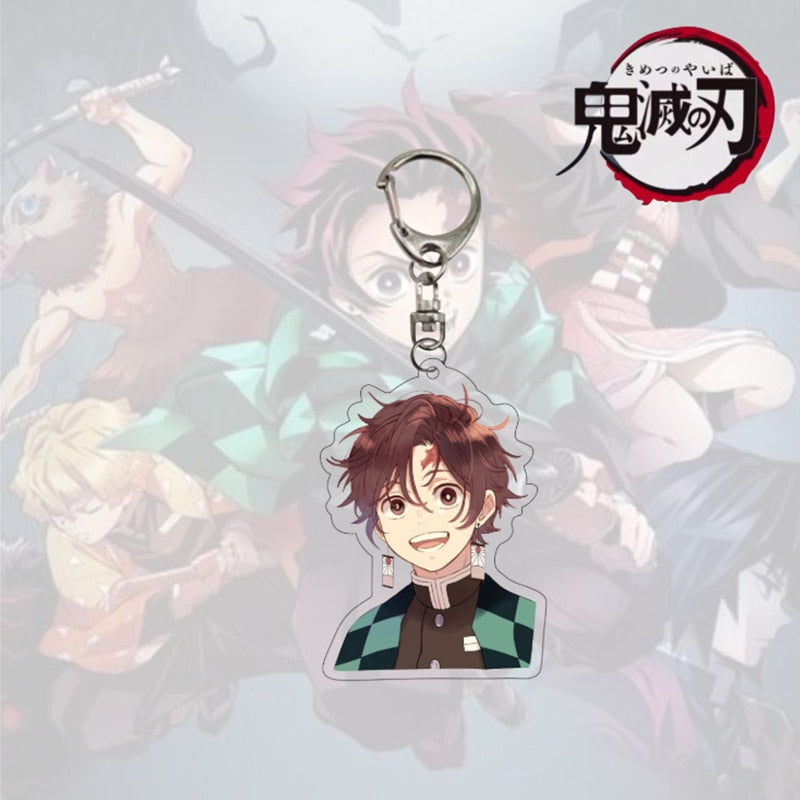 Anime Demon Slayer Keychain Acrylic Kimetsu no Yaiba Blade of Ghost Keychains Key Cover Chain Keyring Jewelry Accessories Gifts