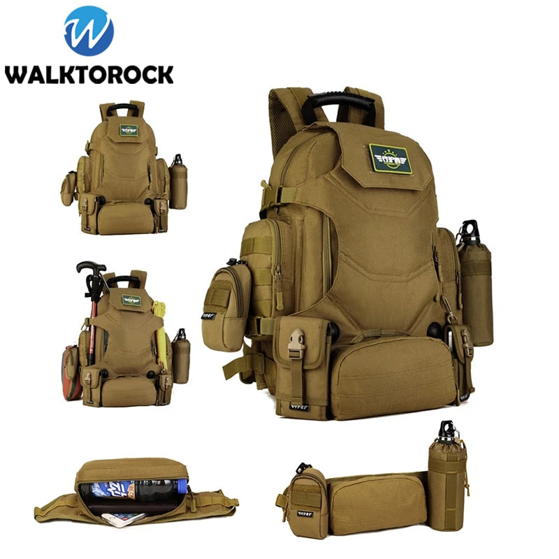 40L Tactical Backpack 2 in 1 Military Waist Pouch Army Rucksack Backpack Molle Outdoor Sport Bag Men Camping Hiking Climbing Bag