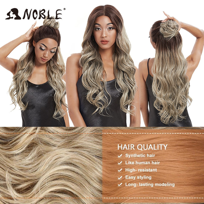 Noble Synthetic Lace Front Wig  ombre blonde Wig 30 Inch Long wavy Lace Front Wig  Synthetic Wigs For Black Women Maycaur wig