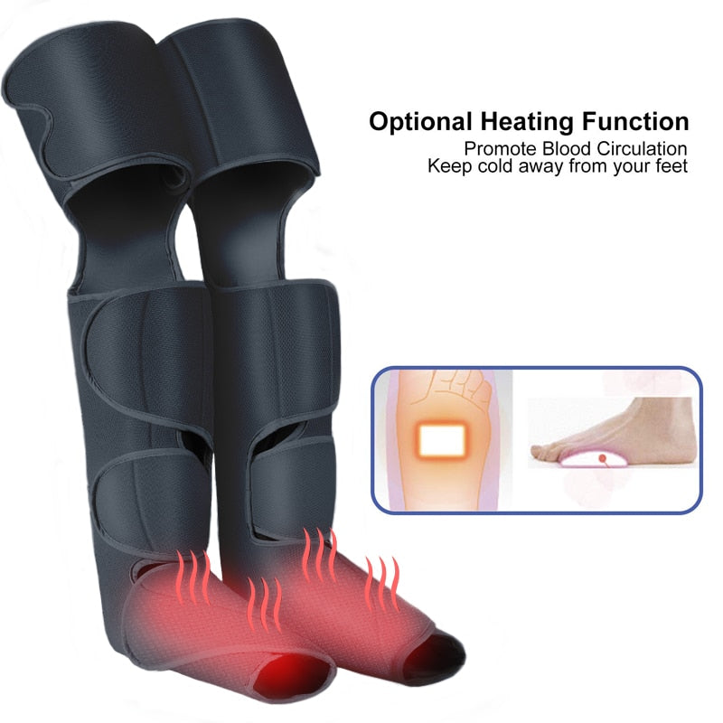 KLASVSA Leg Air Compression Massager Heated for Foot and Calf Thigh Circulation  with Handheld Controller 2 Modes 3 Intensities