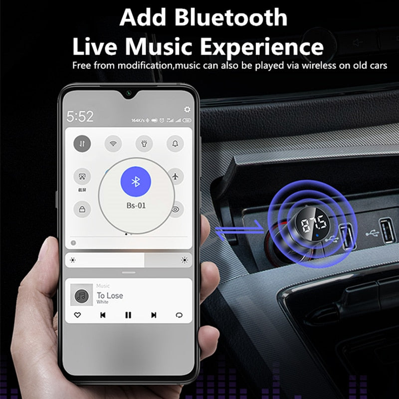 Baseus FM Transmitter Auto Wireless Bluetooth 5.0 FM Radio Modulator Car Kit 3.1A USB Autoladegerät Freisprecheinrichtung Audio MP3 Player