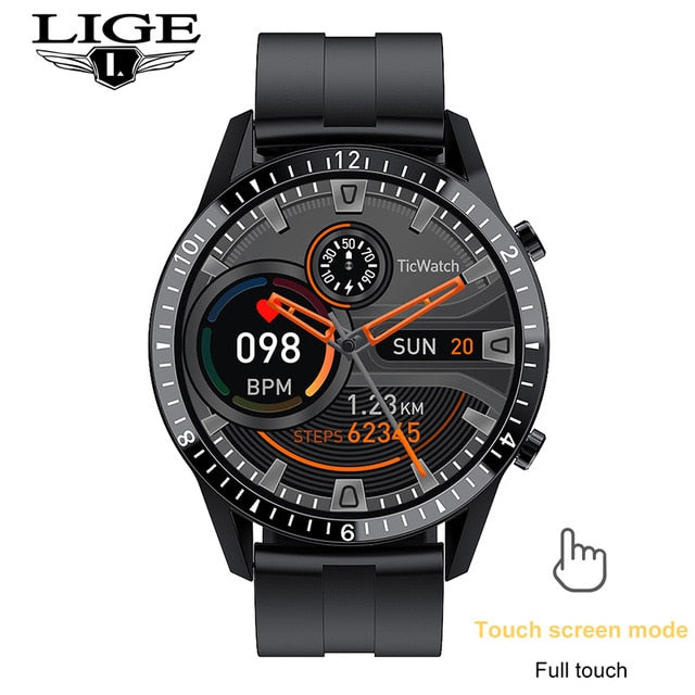 LIGE 2021 Neue Smart Watch Männer Voller Touchscreen Sport Fitness Uhr IP68 Wasserdicht Bluetooth Für Android ios Smartwatch Herren