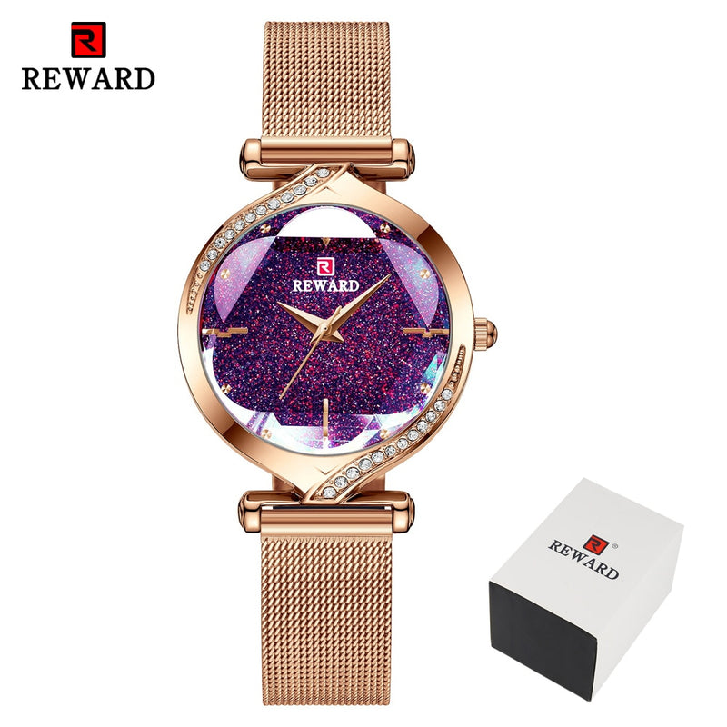 RECOMPENSA Nuevos relojes de moda para mujer Reloj de cuarzo de marca de lujo para mujer Reloj de pulsera impermeable de acero inoxidable para mujer